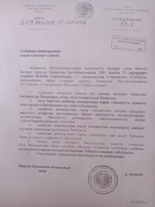 Сыбайлас жемқорлыққа қарсы стандарт туралы